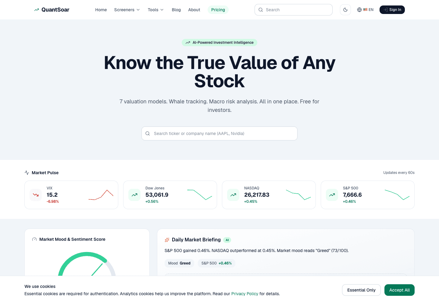 QuantSoar website preview